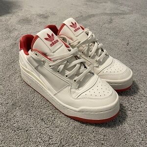 adidas White and Bright Red Low-Top Sneakers